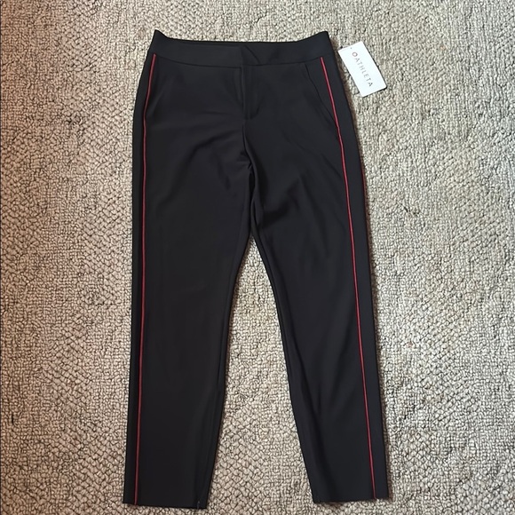 Athleta Black Pants with Red Accent stripes - Picture 1 of 9